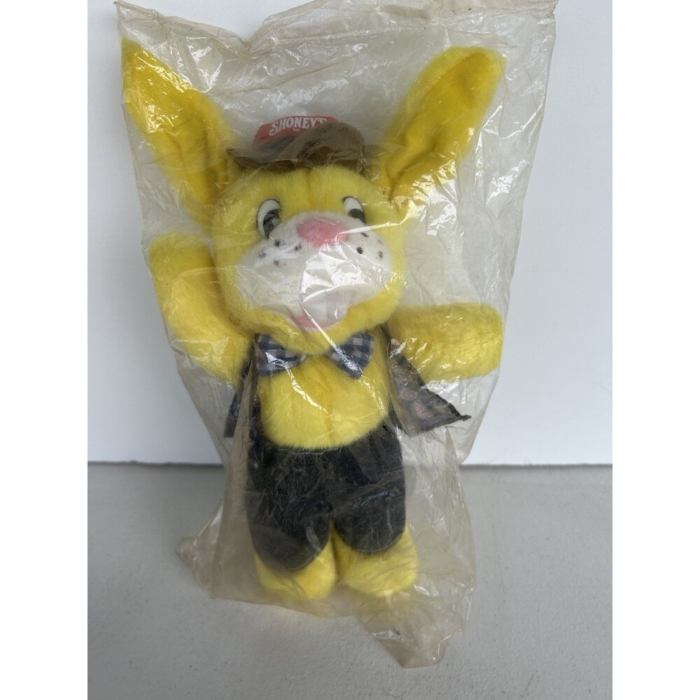 Vintage 1997 Shoney’s Yellow Easter Bunny Rabbit Plush 12” Sealed NOS